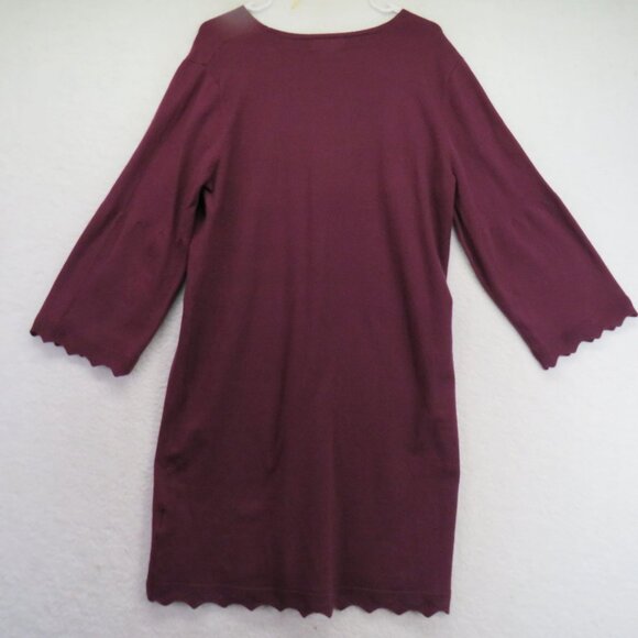 Charlie Paige Dress Womens Size Extra Large Purple  V-Neck Sweater Scallop Hem - Picture 4 of 12